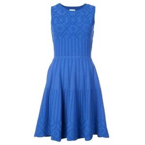 Milly Mosaic Texture‎ Knit Fit & Flare Dress in Blue Women’s Size Small
